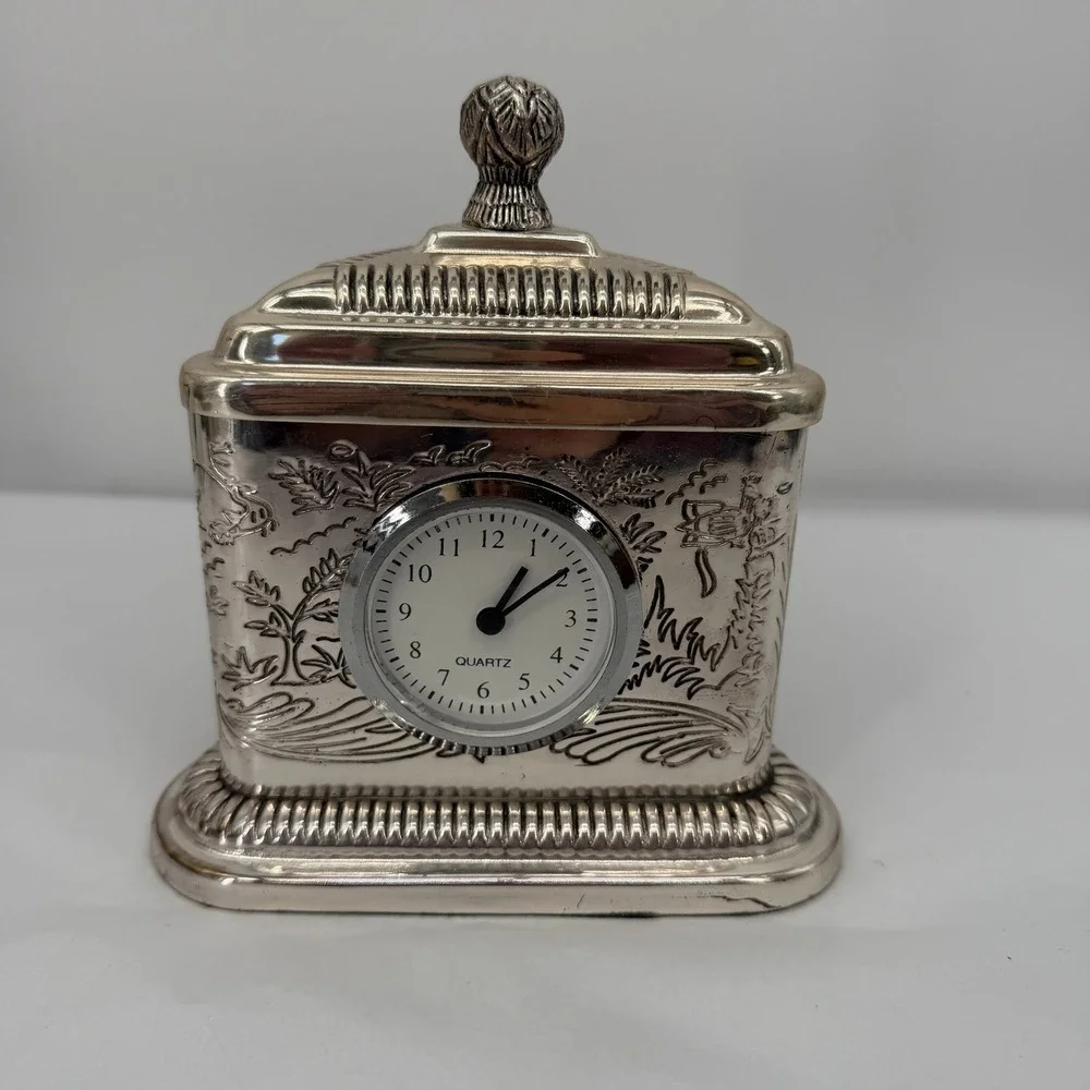 Andrea by Sadek Desk Clock Chinoiserie Triangular Trinket Tea Box Caddy - Picture 14 of 14